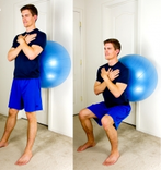 Dunsborough Physio exercises wall squat (ball)